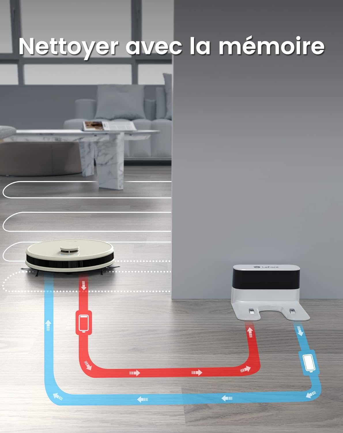 Lefant Robot Aspirateur Laveur Robot 2 en 1 4000Pa,Navigation LiDAR,Cartographie Multi-étage,Zones Virtuelles, Connecté Alexa/APP/WiFi,Idéal pour Poils d'animaux Tapis Sols Durs,M1 Champagne