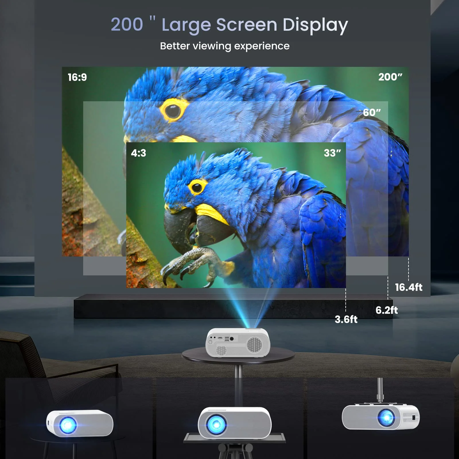 HOMPOW Projector, Native 1080P Full HD Bluetooth Projector