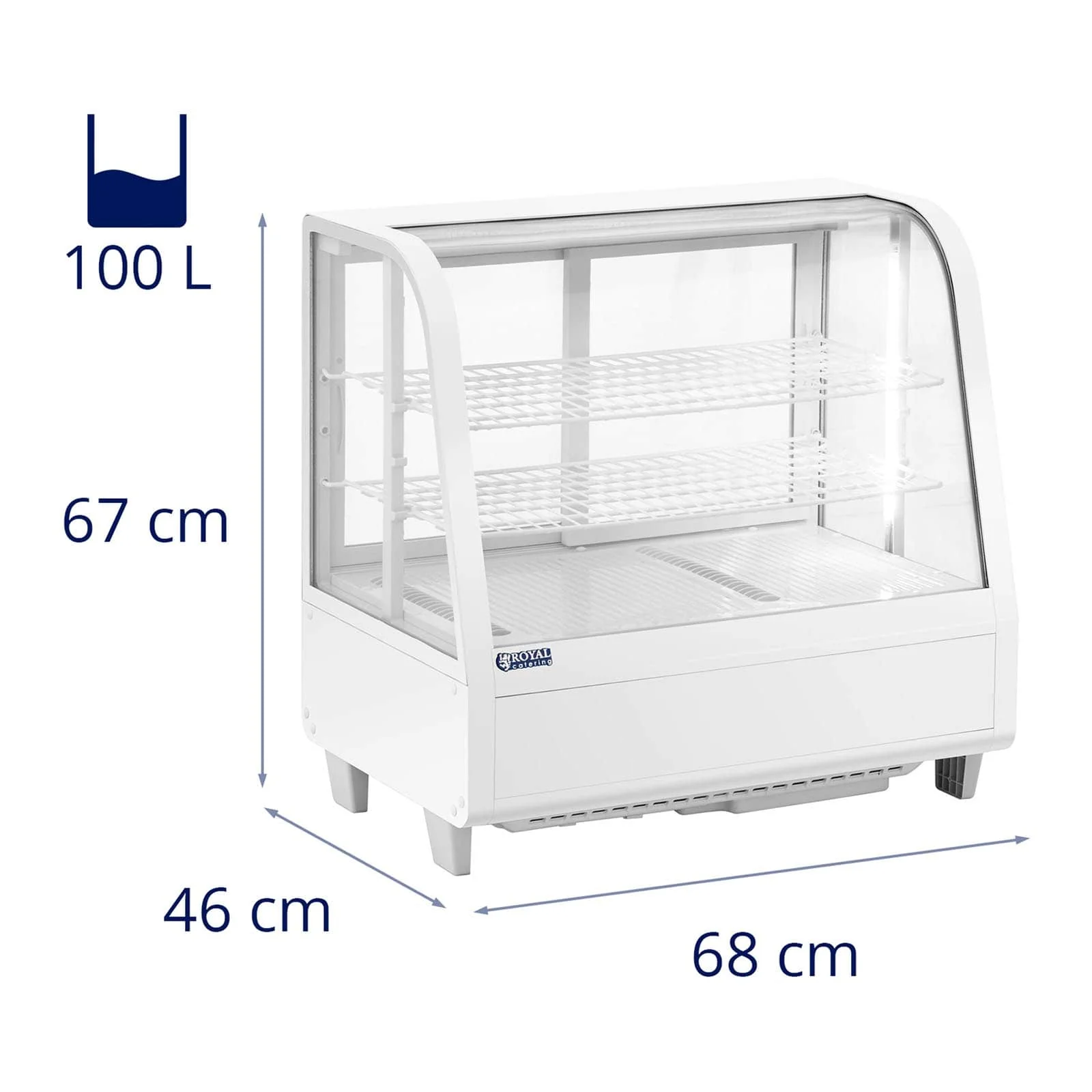 Vitrine réfrigérée 100 litres 3 niveaux plastique verre trempé blanc 14_0005387