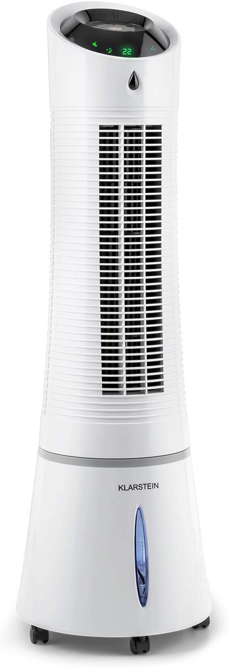 Klarstein Rafraichisseur d'Air Mobile 5 en 1, par Evaporation avec Humidificateur, Ventilateur, Ioniseur, Climatiseur Mobile Sans Évacuation, Mode Nuit, 45W, Débit d'Air de 180m³/h