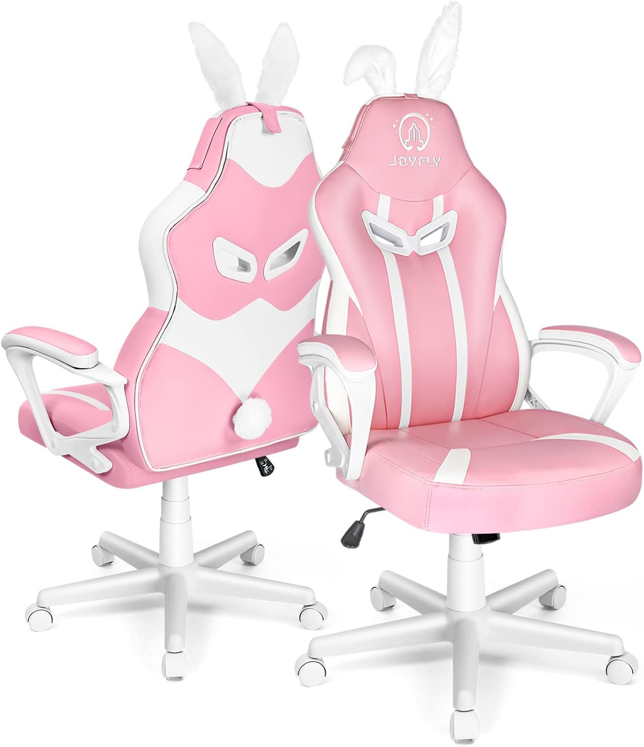 JOYFLY Chaise de Jeu Rose Ergonomique Kawaii Fauteuil Gaming avec Rabbit Ear Chaise de Bureau d'ordinateur Schreibtischstuhl avec Support Lombaire Filles(Rose)