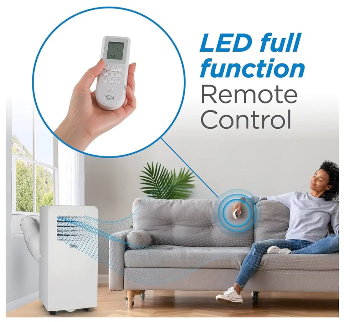 BLACK+DECKER 10,000 BTU Portable Air Conditioner with Remote Control, White