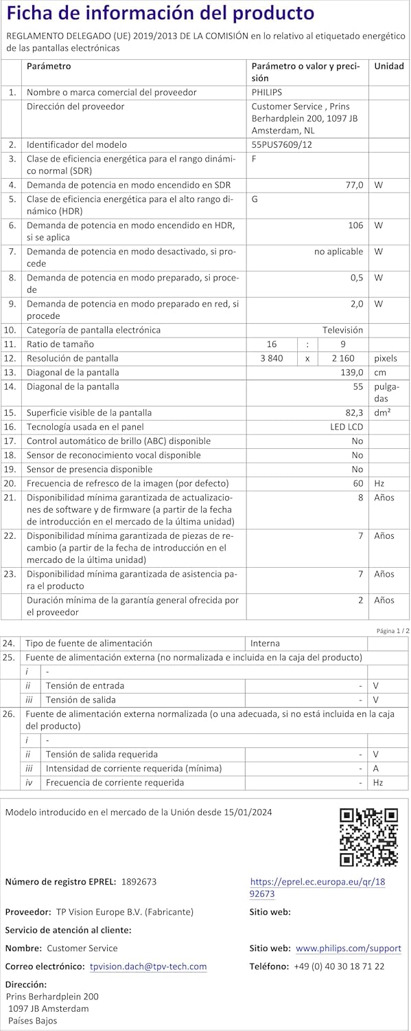 Philips 50PUS7609 Smart TV LED 4K - Écran 50 Pouces avec Plate-Forme Pixel Precise Ultra HD Titan OS et Son Dolby Atmos, Fonctionne avec Alexa et l’Assistant Vocal Google - Gris Anthracite