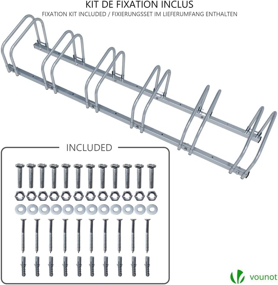 vounot® Râtelier vélo 3 vélos Range vélo Système Range vélo Rangement pour vélo Support pour Bicyclette Sol ou Mural en Acier revêtu Support de Rangement vélo Jardin ou Garage Râtelier Familial