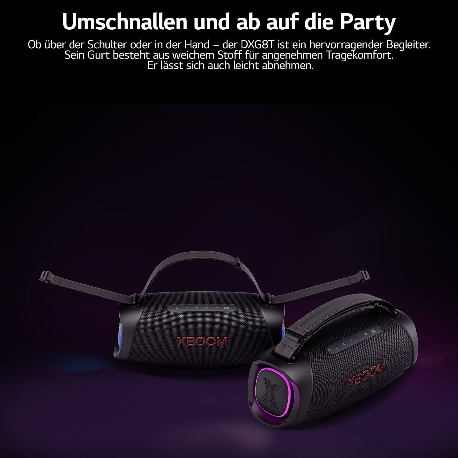 LG, Enceinte Bluetooth puissante, Portable, Enceinte Bluetooth Lumineuse, XBOOM 360°, Éclairage Personnalisable, Jusqu'à 24h d'autonomie, Enceinte Bluetooth Design, DXO2T