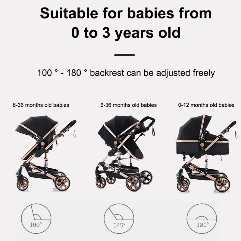 YAZOCO Poussettes 3 en 1 Citadines Poussettes Combinées Poussette Tricycle Baby Walker Poussette Haute Paysage Poussettes Pliantes Trolley Bébé Landau pour 0-36 (1 Noir)