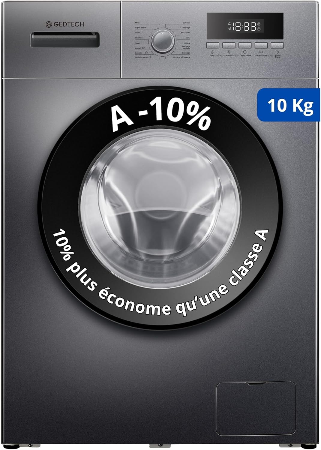 Lave-linge frontal GEDTECH GLL71200WH - 7 Kgs - 1400 tr/mn - 16 programmes - Eco - Intensif - Rapide – Très Faible conso