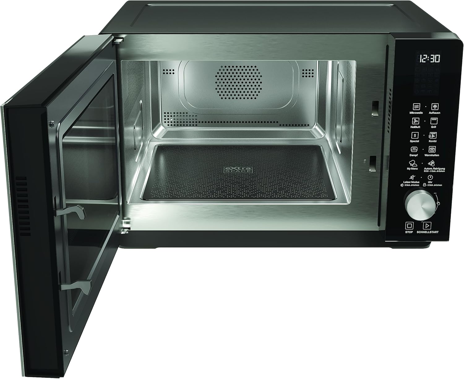 Bauknecht MF 255 B - Micro-ondes extra espace - Sans plateau tournant - My Menu - Programmes spéciaux - Cuisson à vapeur avec récipient de cuisson à la vapeur - Air chaud - Barbecue à quartz -