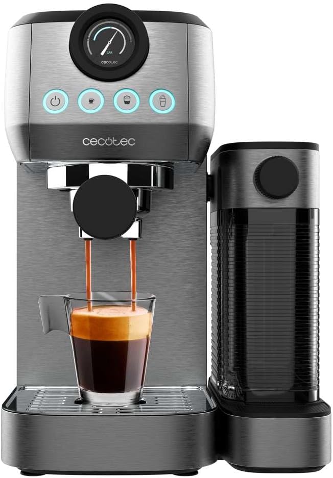 Cecotec semi-automatic espresso machine Power Espresso 20 Steel Pro Latte. 1350 W, Thermoblock, ForceAroma technology with 20 bars, full milk tank, instant cappuccino, cup warmer, double