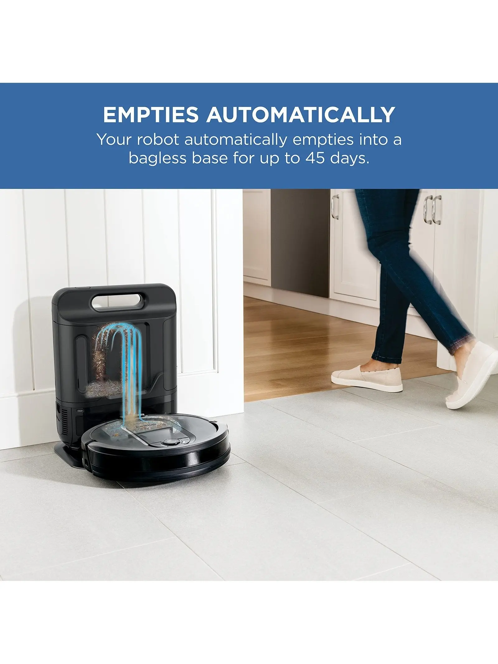 Shark AV1010AE IQ Robot Vacuum with XL Self-Empty Base, Bagless, 45-Day Capacity, Advanced Navigation, Alexa & Wi-Fi, Multi-Surface Brushroll, for Pets, Dander & Dust, Carpet & Hard Floor, Black