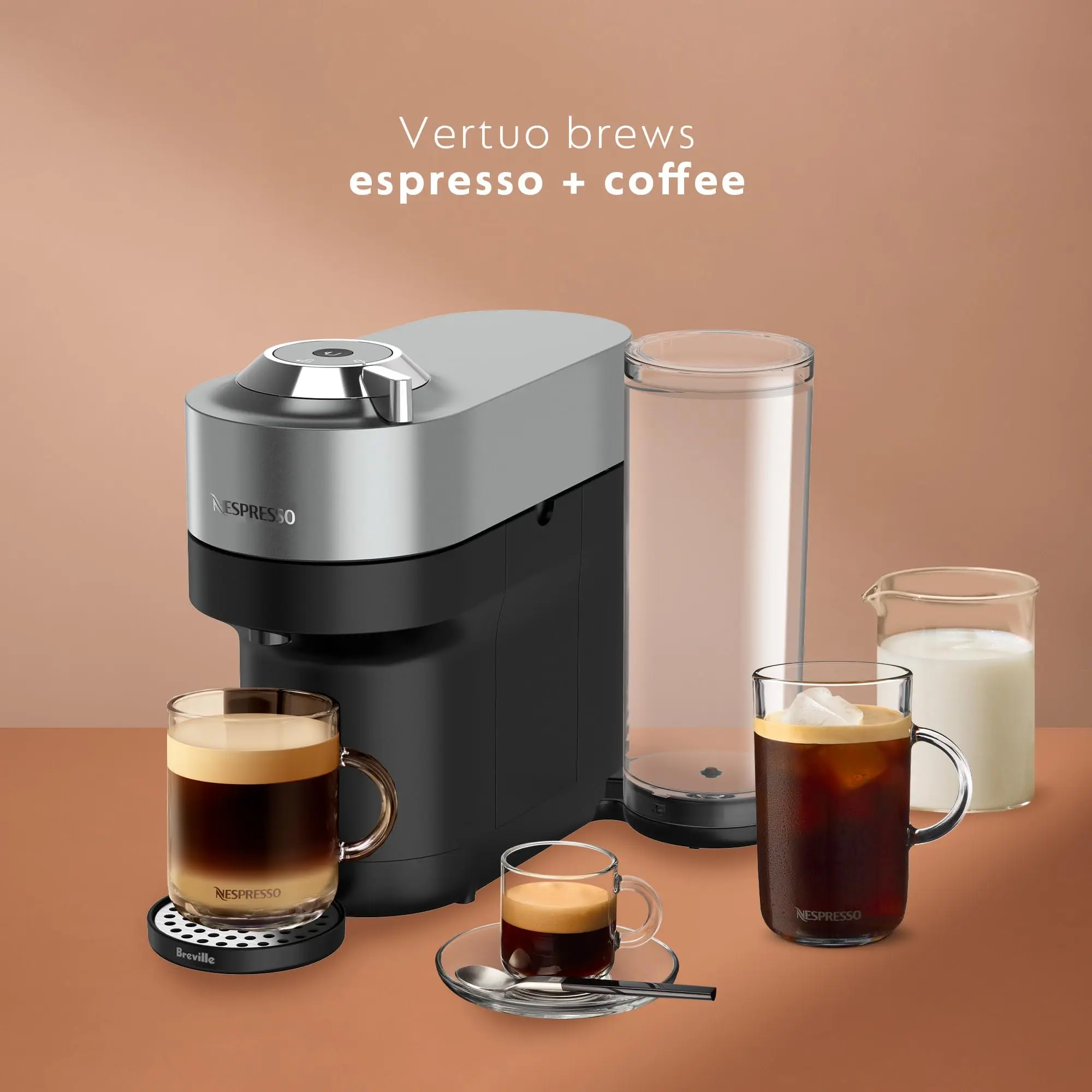 Nespresso Vertuo POP+ Deluxe Coffee and Espresso Machine by Breville, Titan