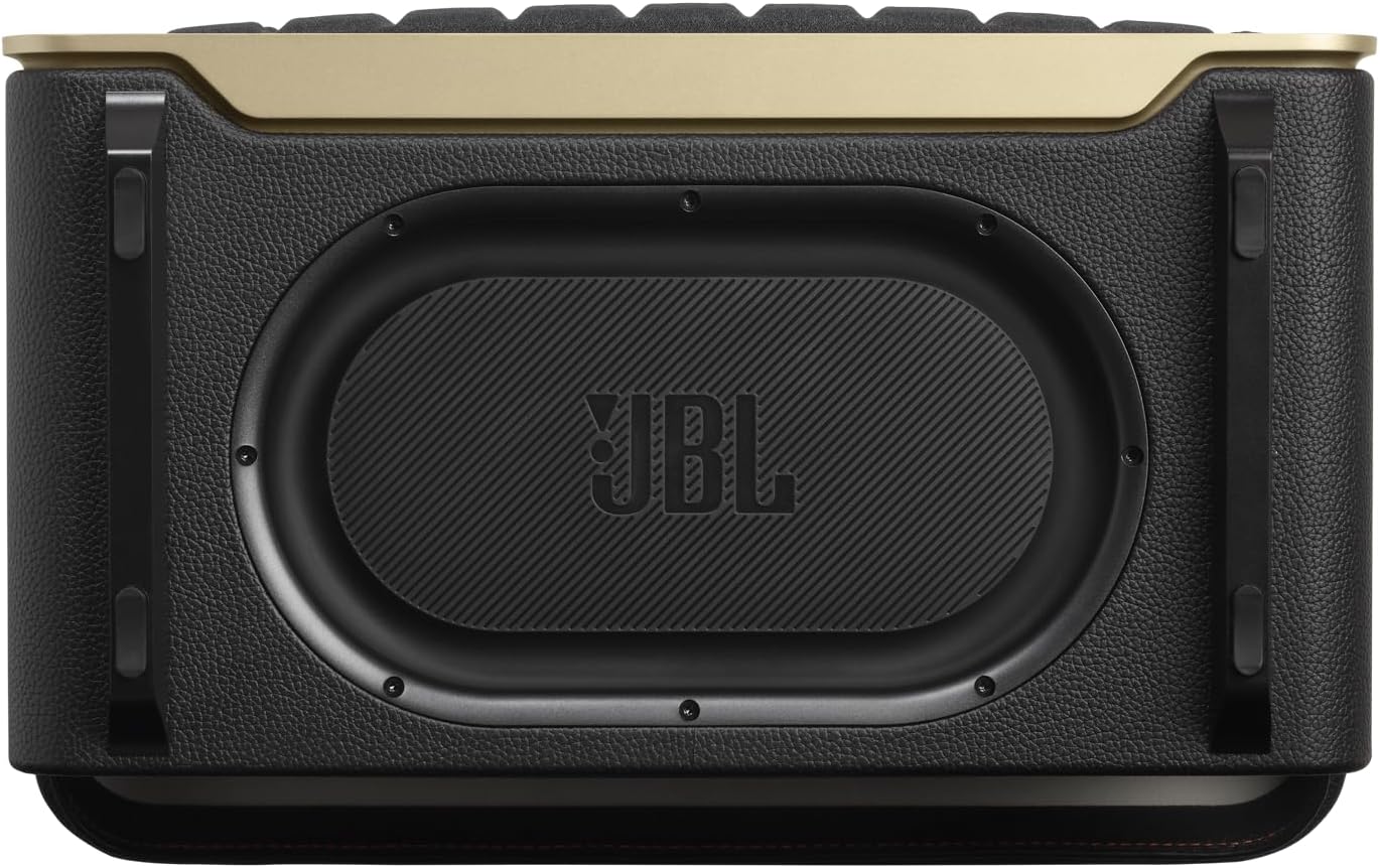 JBL Authentics 200 Enceinte Smart Home avec Wi-Fi, Bluetooth et assistants vocaux, design rétro, noire, Prise européenne (Type C)