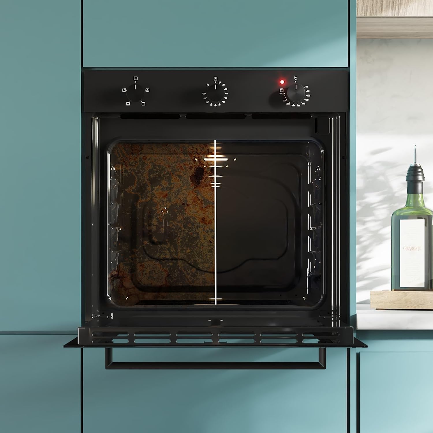 Cecotec Four encastrable Bolero Hexa C136000 Glass Black Time A 2800 W, capacité de 77 L, 4 fonctions, Minuterie, Nettoyage à la vapeur, Cuisson à la vapeur. Classe Énergétique A, Lumière intérieure