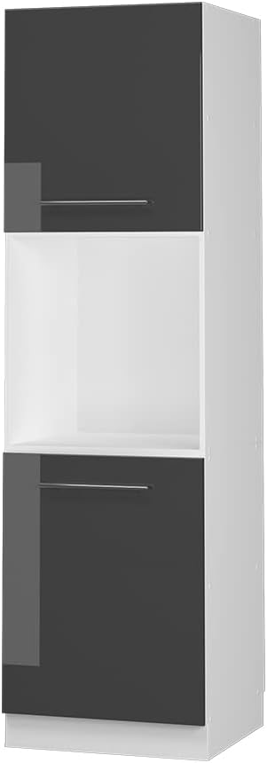 Vicco Meuble pour Four Fame-Line, Blanc Haute Brillance/Blanc, 60 cm avec étagères Ouvertes