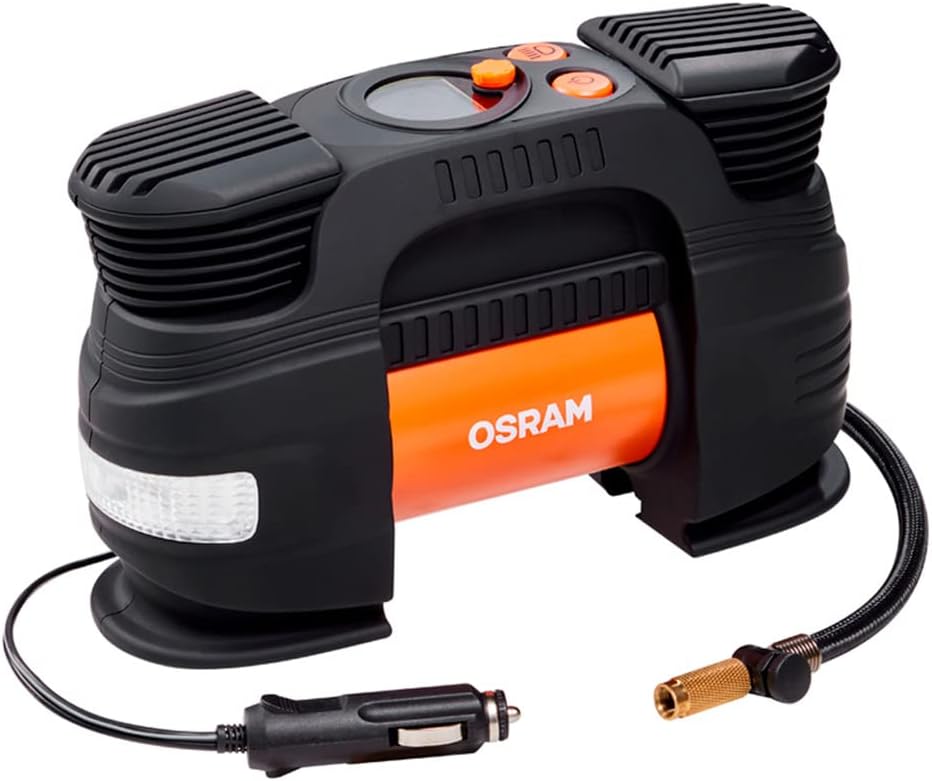 OSRAM TYREinflate Connect 650, compresseur de pneu numérique avec arrêt automatique et lumière LED, compresseur portable 12V pour pneus de voiture, connexion électrique via allume-cigare