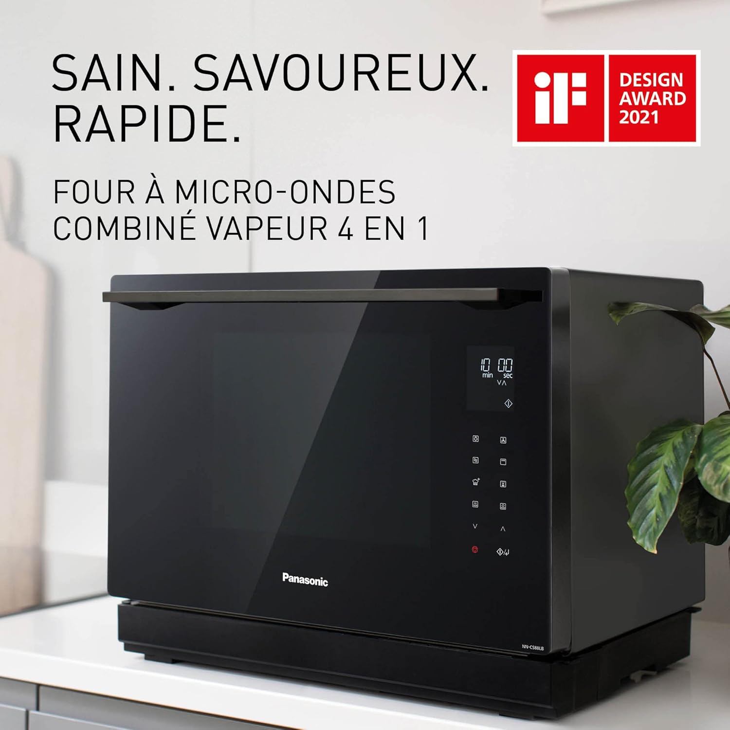 Panasonic NN-DS59NMETG Four à micro-Ondes Combiné 4-en-1 avec Gril, 27 Litres, 1000W, Cuisson à Deux niveaux, Capteur Genius, 32 Programmes Automatiques, Plateau Gril, Nettoyage Facile, Noir