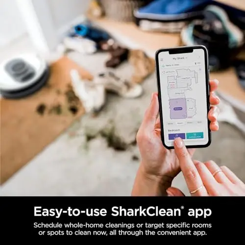 Shark RV1001AE IQ Robot Self-Empty XL, Robot Vacuum with IQ Navigation, Home Mapping, Self-Cleaning Brushroll, Wi-Fi Connected, Works with Alexa, Black