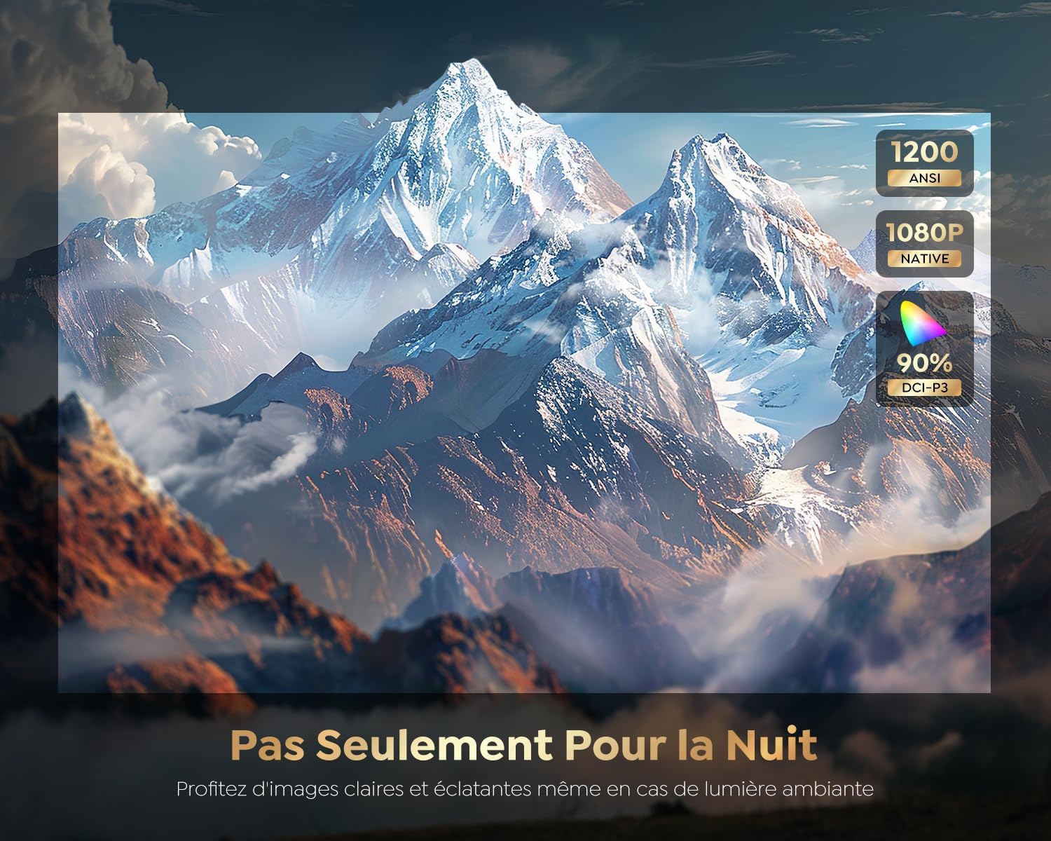 【1200 ANSI/Google TV】 Vidéoprojecteur 4K Netflix Officiel, Auto Focus/Keystone Projecteur 4K WiFi6 Bluetooth Full HD 1080P, Contrôle Vocal, Zoom 50% Projecteur Vidéo de Jour Home Cinéma/PPT/Extérieur