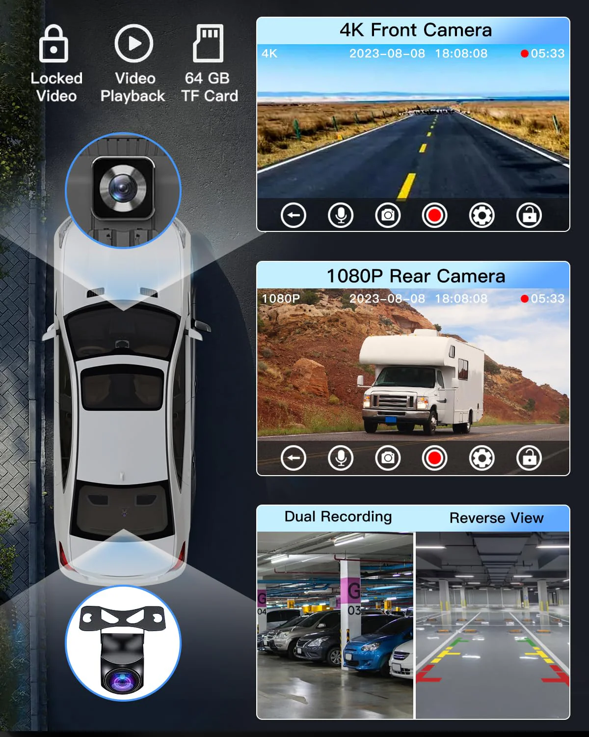 Laviay Wireless Carplay Touchscreen with 4K Dash Cam