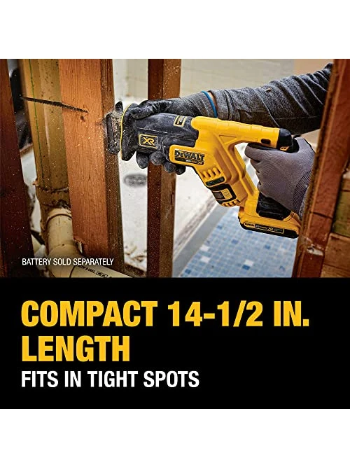 DEWALT 20V MAX* XR Reciprocating Saw, Compact, Tool Only (DCS367B), Black