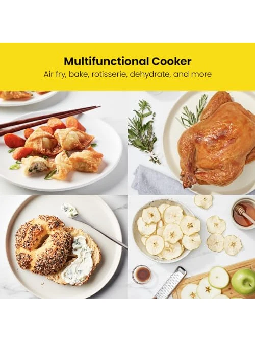 CHEFMAN Multifunctional Digital Air Fryer+ Rotisserie, Dehydrator, Convection Oven, 17 Touch Screen Presets Fry, Roast, Dehydrate, Bake, XL 10L Family Size, Auto Shutoff, Large Easy-View Window, Black