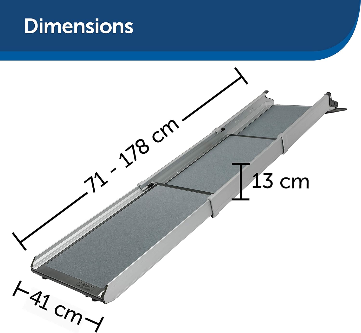 PetSafe - Grande Rampe Télescospique Deluxe Solvit pour Animal de Compagnie Pliable en 3 Parties - Pour Chien Agé, Faible - Rampe d'Accès Ideale pour Voitures - Aluminium, Légère, Compacte