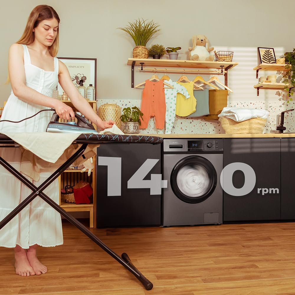 Cecotec Lavadora 8 Kg Carga Frontal Bolero Dresscode 8500 Inverter A. 1900 W, 1400 rpm, Motor Inverter Plus, Bajo Consumo, 16 Programas, SteamMax, Delay Start, Blanco