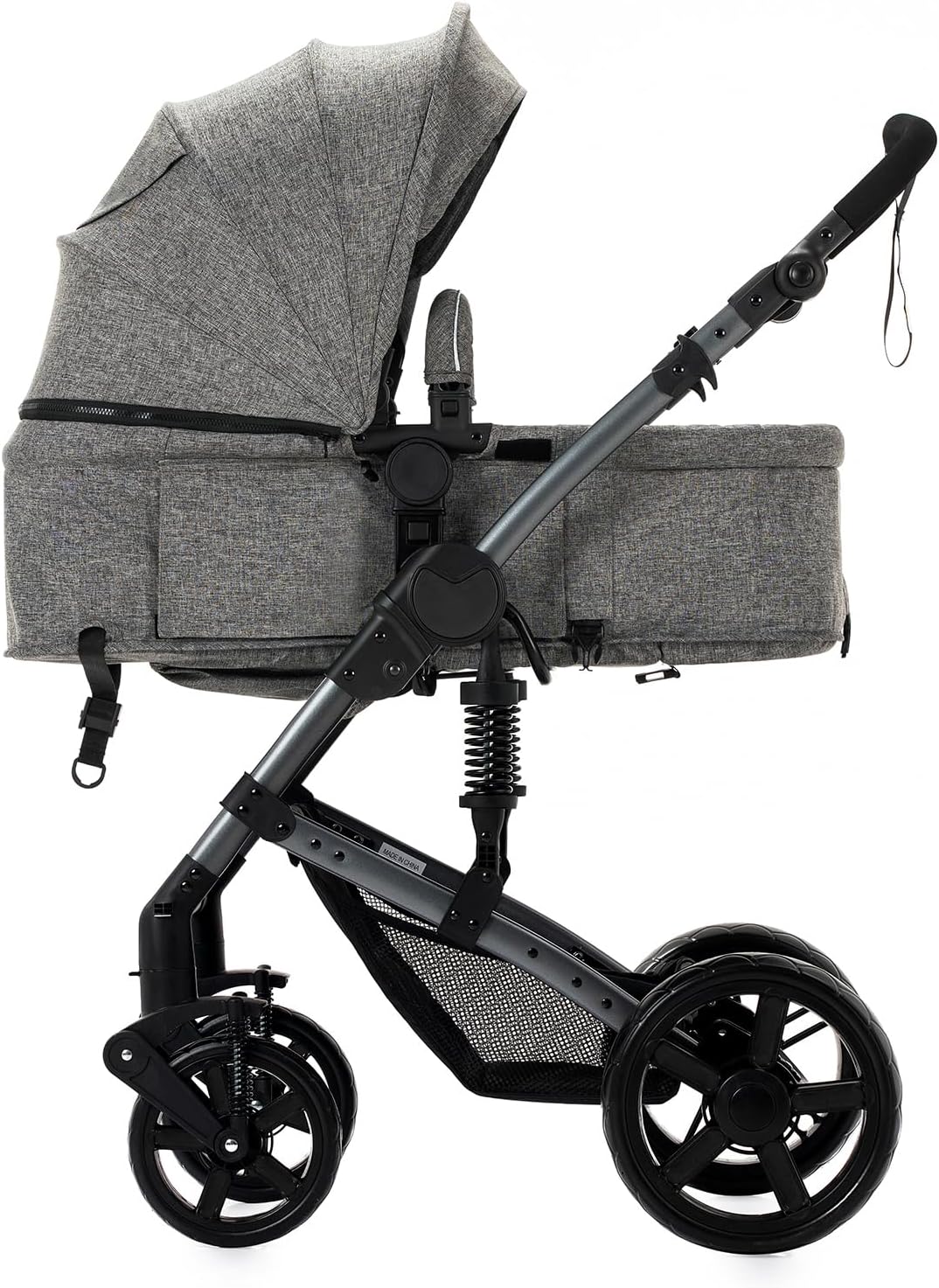 Magic ZC Poussette 3 en 1, Poussette Bebe avec Conception Portable Pliable en Un Clic, Pousette 3 en 1 avec Poussée Réversible Bidirectionnelle, Poussette Trio avec Accessoires (black gold 588)
