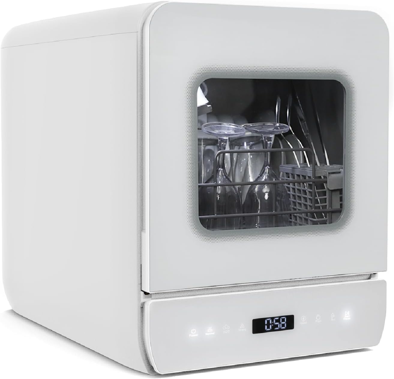 YU YUSING Mini Lave-vaisselle Compact 45cm avec 6 Programmes 4 Couverts, Petit Lave-vaisselle Sans ou Avec Arrivée d'Eau, Portable, Réservoir d'Eau 5L, Commande Tactile, Écran LED