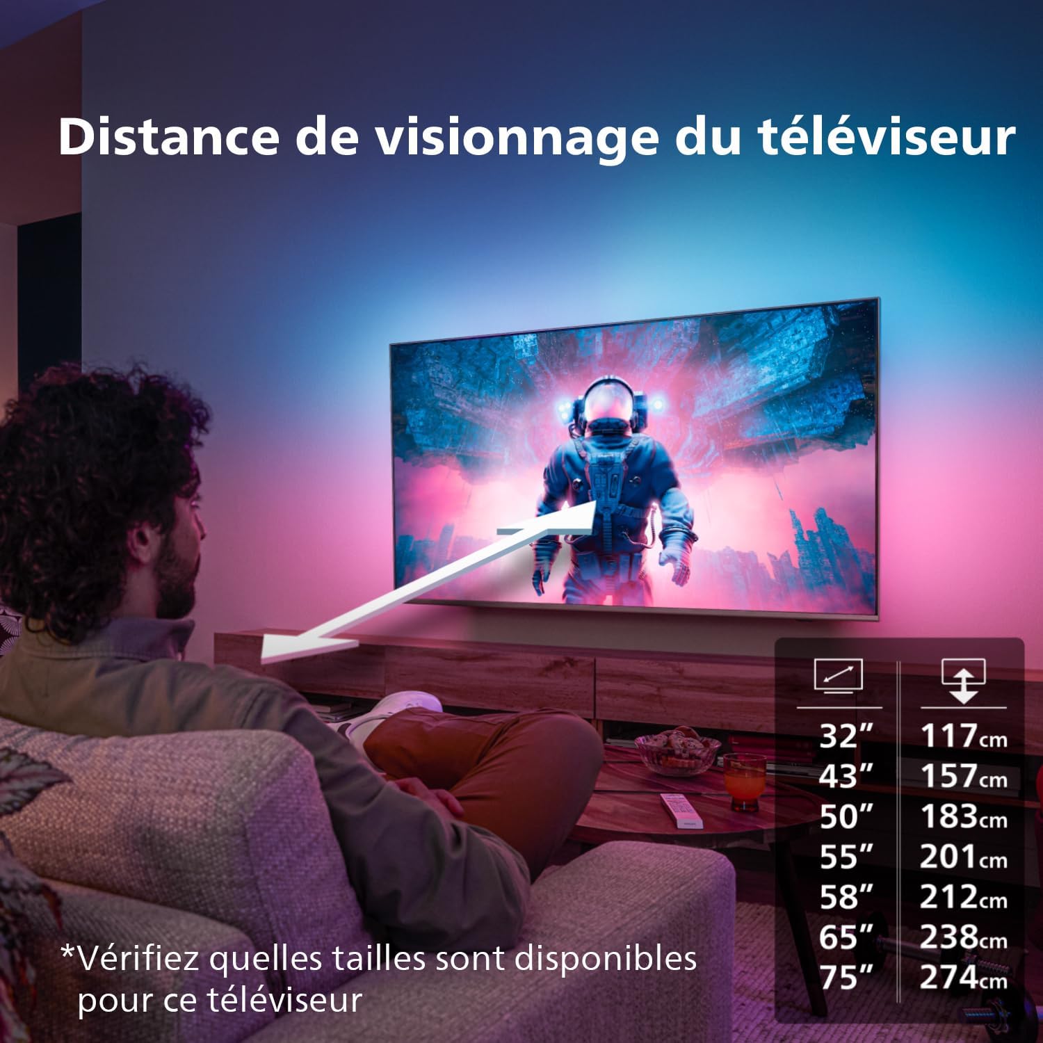 Philips Ambilight 43PUS8109 Smart TV LED 4K - Écran 43 Pouces avec Plate-Forme Pixel Precise Ultra HD, Titan OS et Son Dolby Atmos, Fonctionne avec l’Assistant Vocal Alexa et Google - Chrome satiné