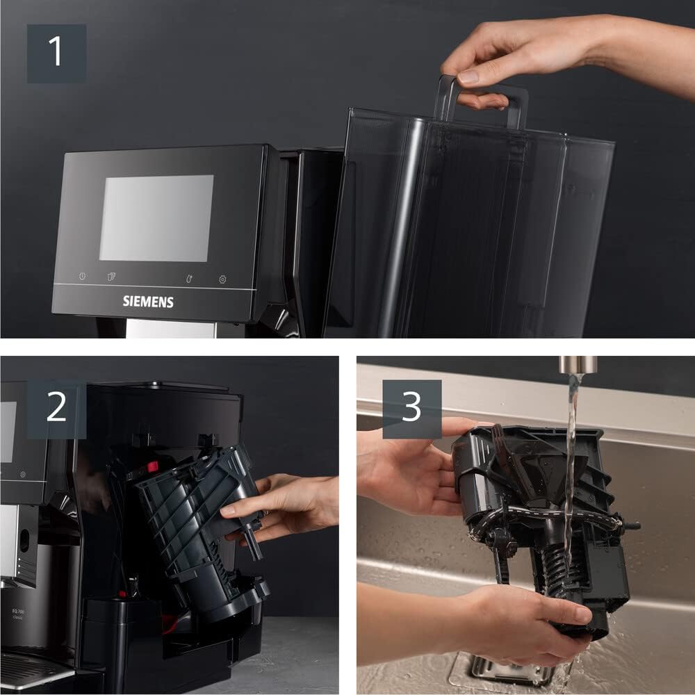 SIEMENS, machine à café tout automatique, EQ.500 integral, aromaDouble Shot, système autoMilk Clean, ceramDrive, affichage coffeeSelect, oneTouch DoubleCup, Noir saphir métallique, TQ505R09
