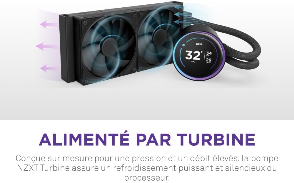 NZXT Kraken Elite 280 RGB - Refroidisseur de liquide CPU AIO - Radiateur 280mm - Ventilateur F280 RGB - IPS LCD 2,72 personnalisable - Turbine Pump - LGA 1700 1200 115X 1851 / AM5 AM4 - Noir