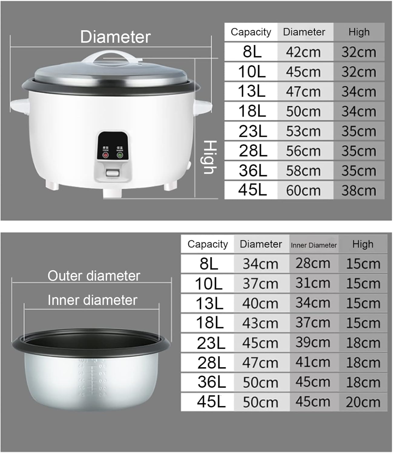 Cuiseur à riz avec cuisinière automatique à cuire à ciel démo-amovible, cuisinière à riz automatique électrique, art