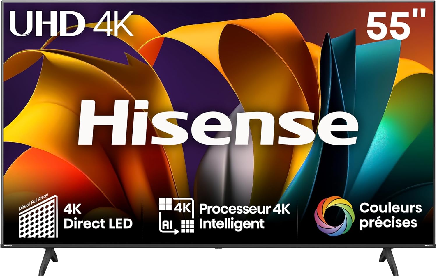 Hisense Smart TV 43 Pouces 43A6N 4K UHD, Dolby Vision, HDR, VIDAA avec Youtube, Netflix, Disney+, Canal +