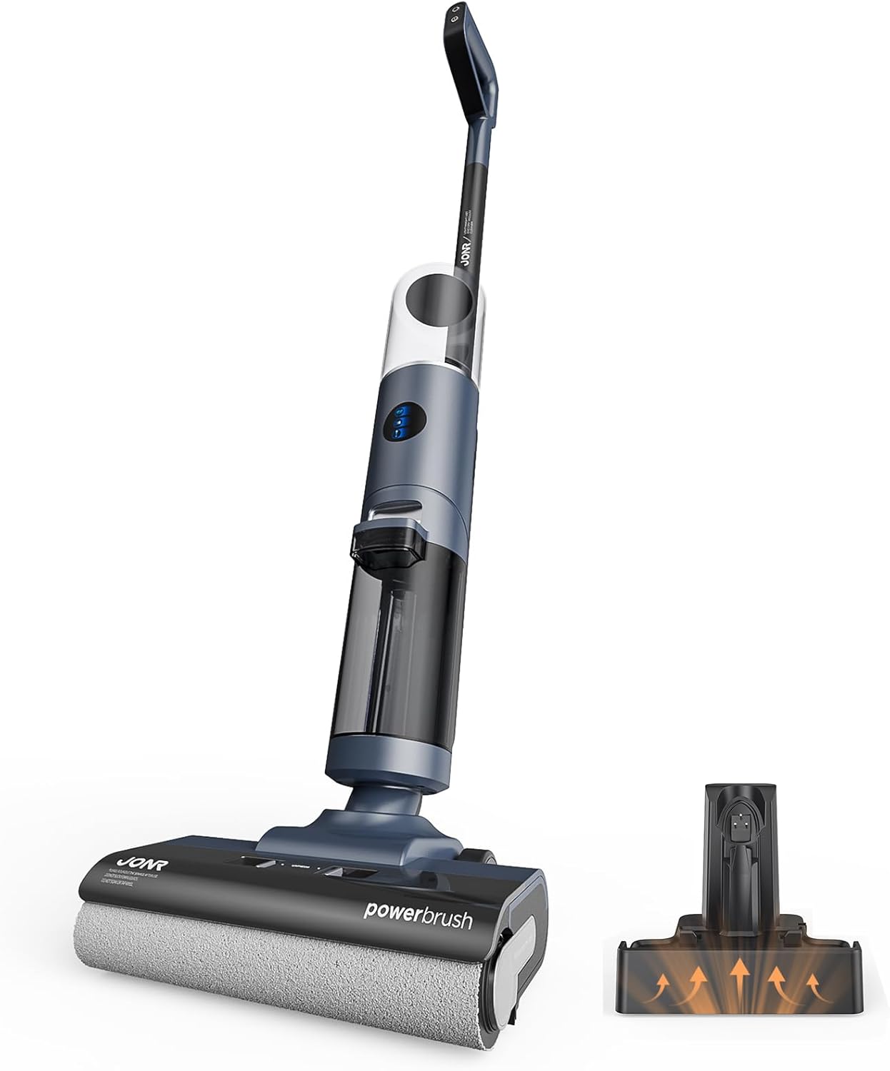 JONR ED12 Aspirateur Eau et Poussière, Aspirateur et Balai à Franges sans Fil 4 en 1, Brosse Rouleau de Nettoyage des Bords, Fonction d’Auto-Nettoyage, pour Sols Durs, Poils d'animaux