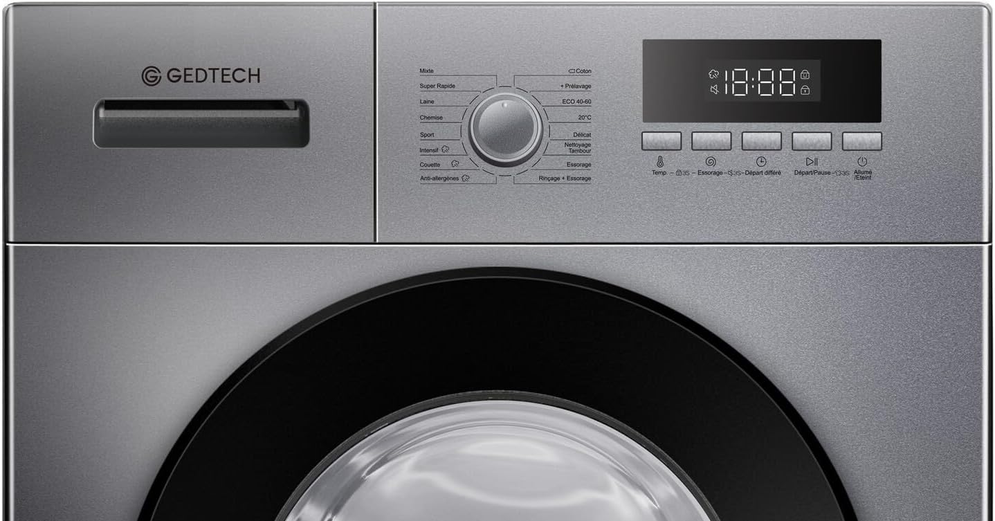 Lave-linge frontal GEDTECH GLL71200WH - 7 Kgs - 1400 tr/mn - 16 programmes - Eco - Intensif - Rapide – Très Faible conso