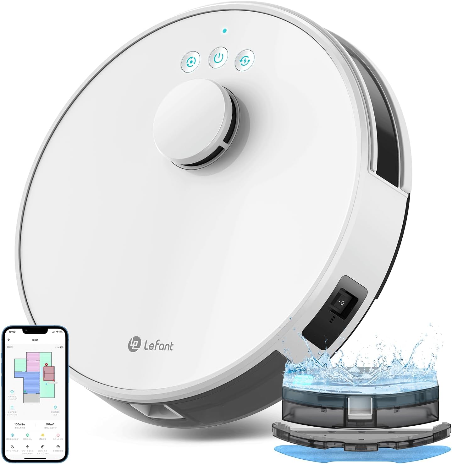 Lefant Robot Aspirateur Laveur Robot 2 en 1 4000Pa,Navigation LiDAR,Cartographie Multi-étage,Zones Virtuelles, Connecté Alexa/APP/WiFi,Idéal pour Poils d'animaux Tapis Sols Durs,M1 Champagne