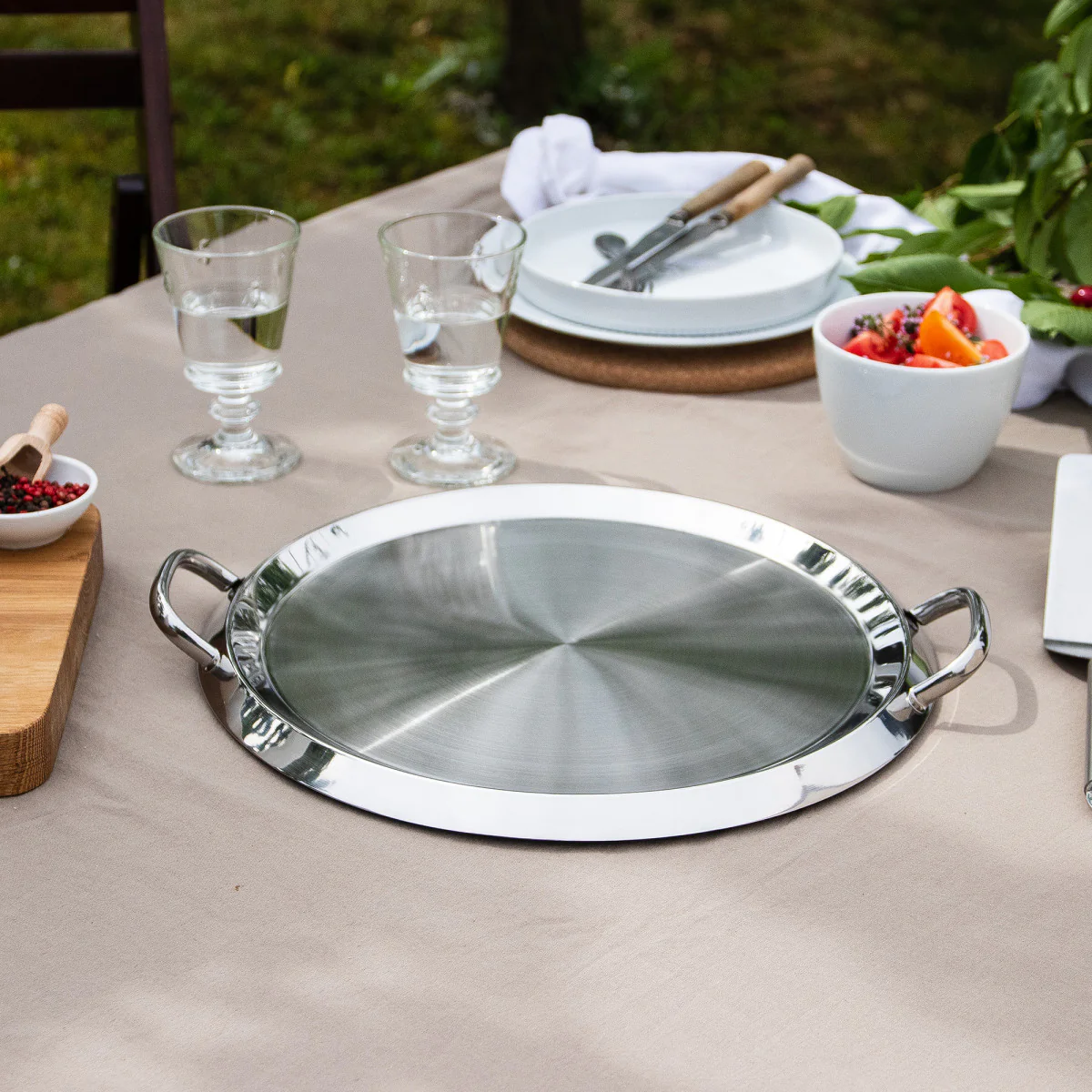 Gril Plancha inox avec anses fixes 34cm Cristel