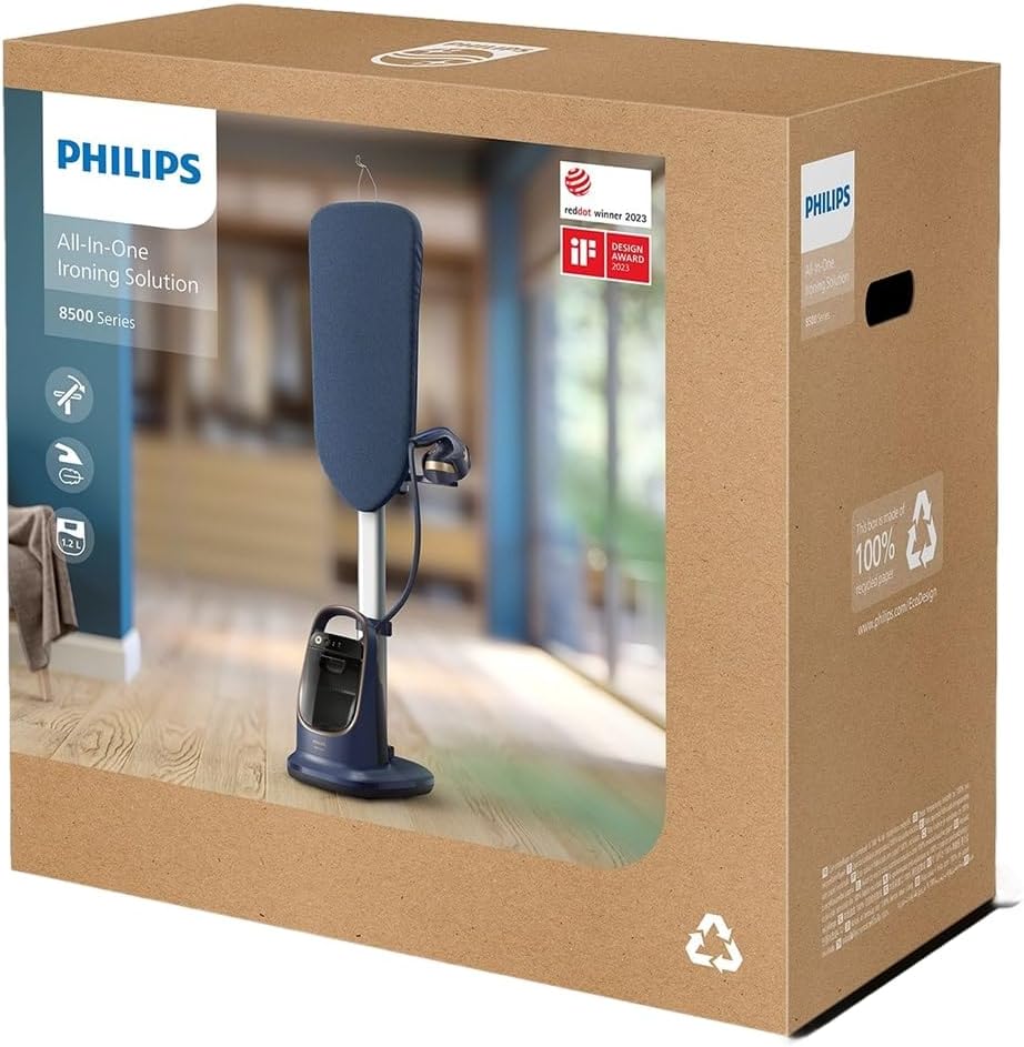 Philips Série 8500 Solution de repassage Tout-en-Un-Planche multi-angle, Technologie anti-brûlure, Socle amovible, Double technologie de chauffage, Élimine 99,9% des bactéries et acariens*(AIS8530/20)