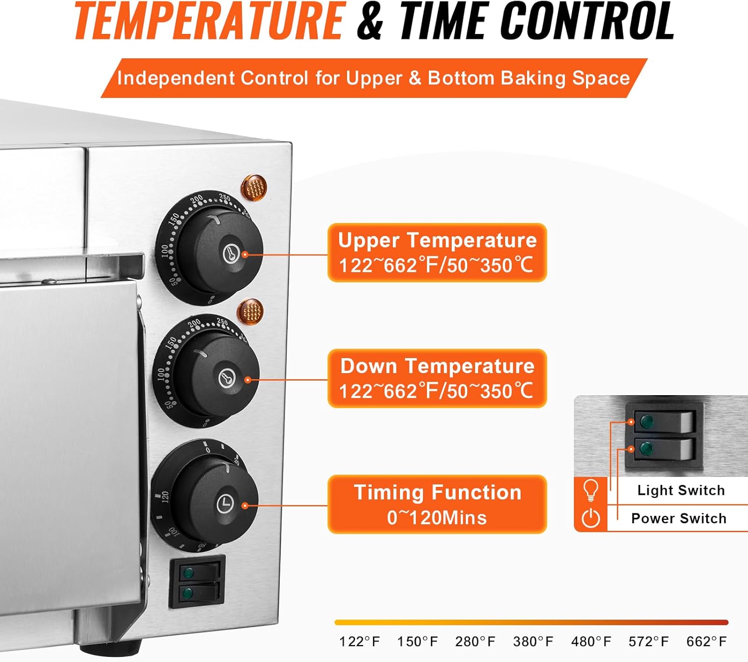 VEVOR Four à Pizza Commercial Capacité 16 po, Four Électrique de Comptoir Double Couche, en Acier Inoxydable, avec Pierre et Poignée, Machine à Pizza d'Intérieur Polyvalente pour Restaurant Maison