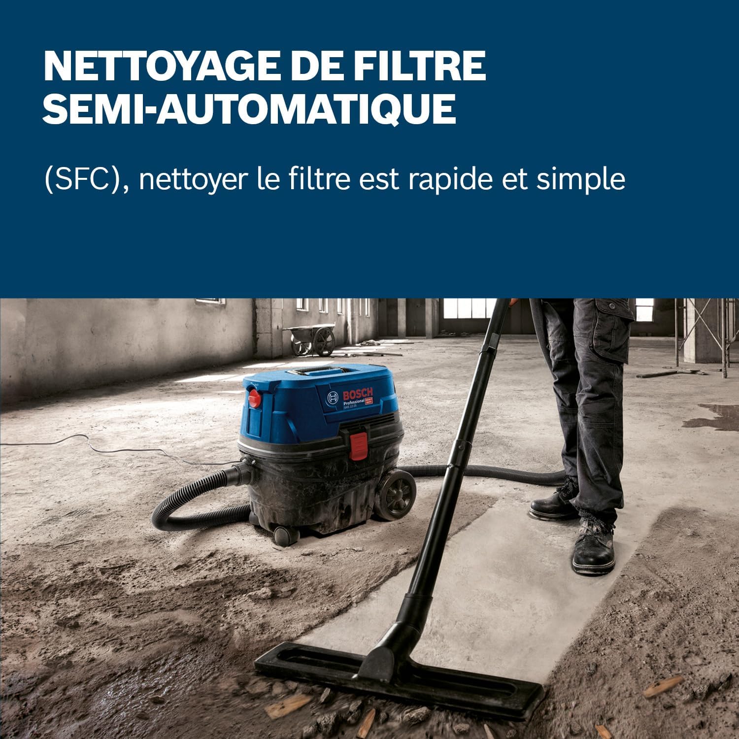 Bosch Professional Aspirateur pour Solides et liquides Gas 12-25 PL (Moteur 1 250 W, débit d'air de 65 l/s, dépression de 200 mbar, y Compris Filtre HEPA, suceur Droit)