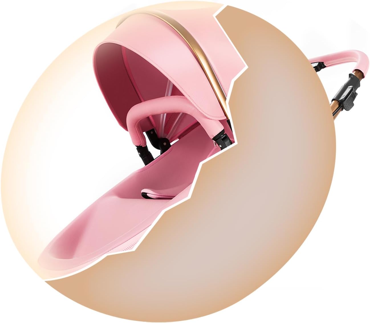 Magic ZC Poussette 3 en 1, Poussette Bebe avec Conception Portable Pliable en Un Clic, Pousette 3 en 1 avec Poussée Réversible Bidirectionnelle, Poussette Trio avec Accessoires (black gold 588)