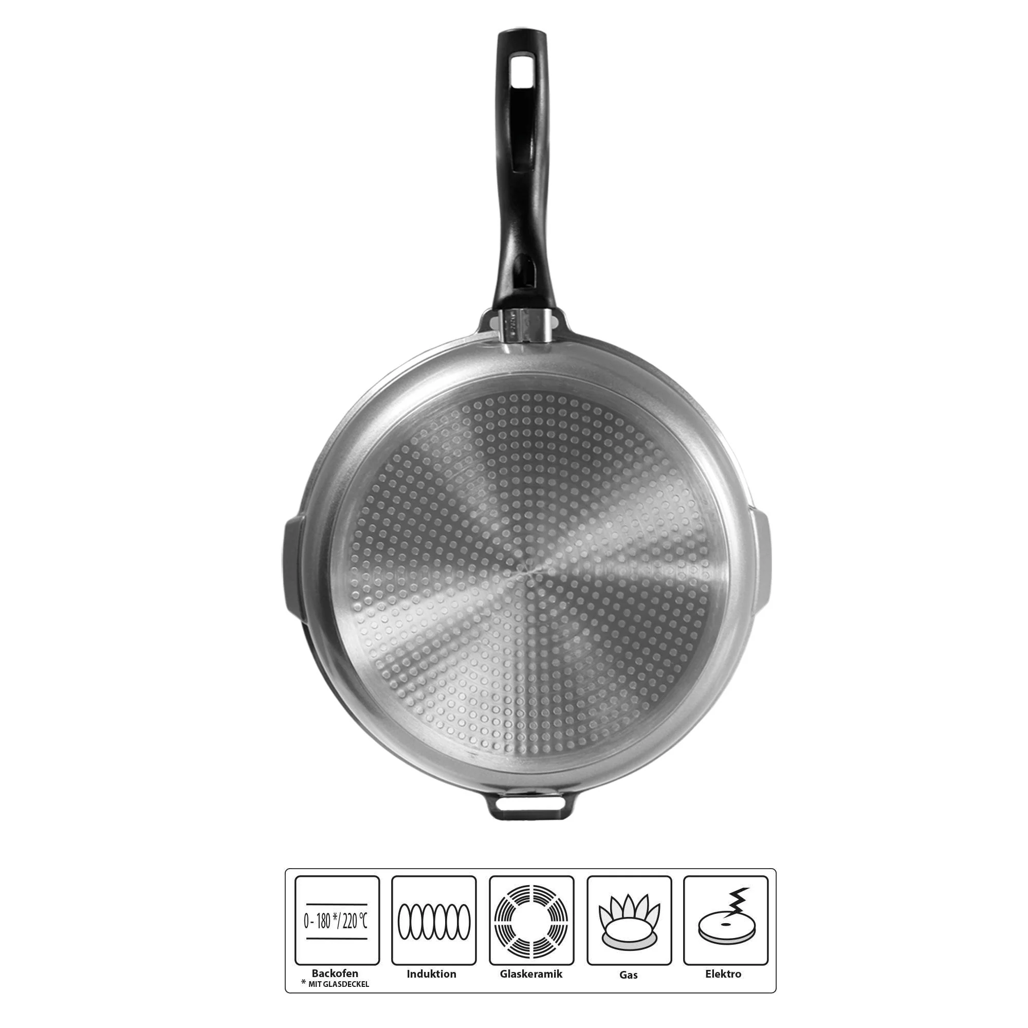 FUTURE Batterie de cuisine, 8 pcs, avec couvercle en verre avec fonction passoiren Stoneline