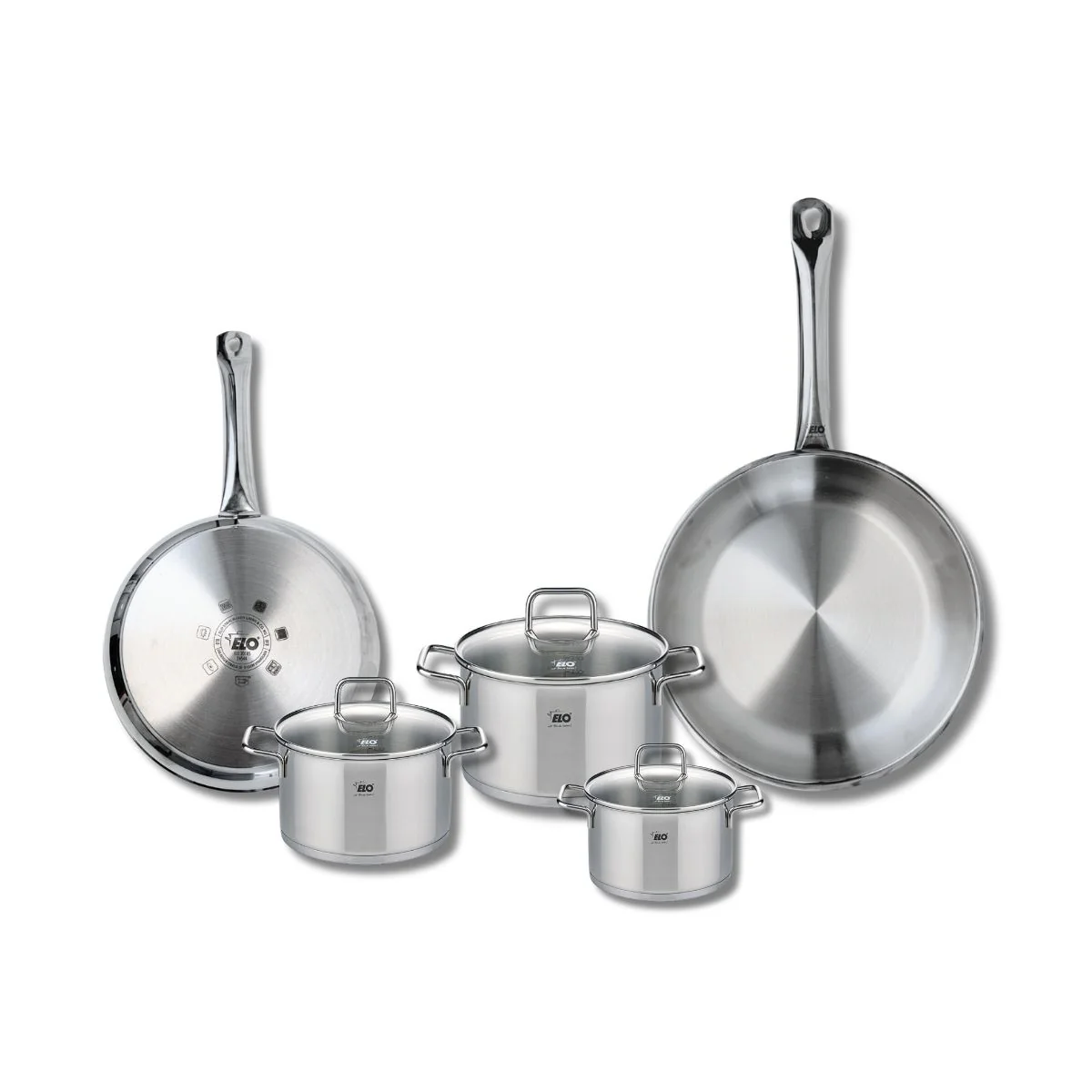 Set de 2 Poêles de cuisson 24 et 28 cm et 3 faitouts 12, 14 et 16 cm Elo Profi Citrin Elo