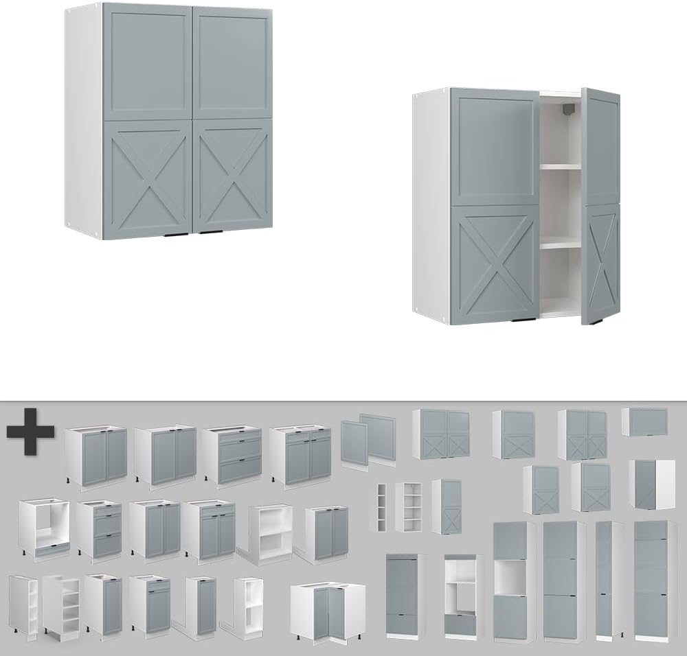 Vicco Meuble pour Four Fame-Line, Blanc Haute Brillance/Blanc, 60 cm avec étagères Ouvertes