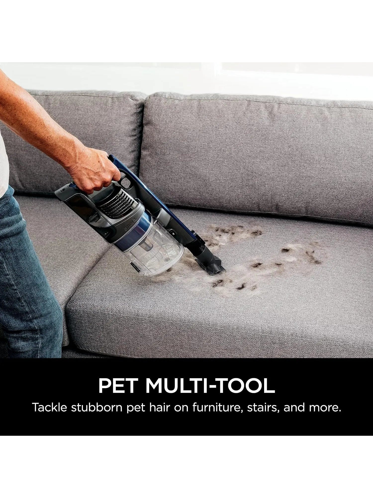 Shark IZ363HT Anti-Allergen Pet Power Cordless Stick Vacuum Self-Cleaning Brushroll, PowerFins, Removable Handheld, Crevice Tool, Dusting Brush, 50min Runtime, Blue