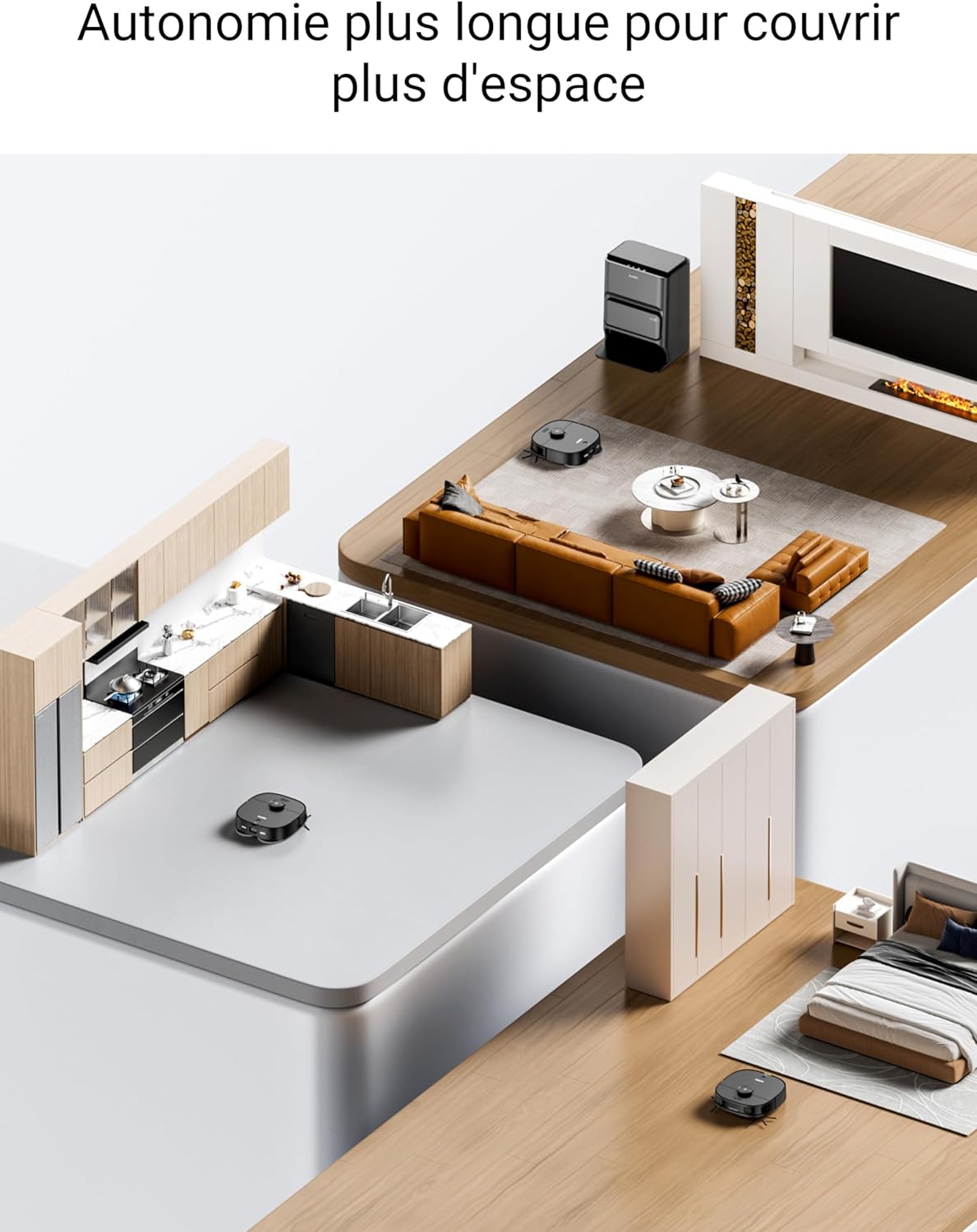 Eureka J12 Ultra Robot Aspirateur Laveur avec Station Automatique de Vidange Lavage Séchage, Aspirateur Robot de 5000Pa, Serpillière Rotative, Double LiDAR Navigation, Évitement d'Obstacle 3D IA