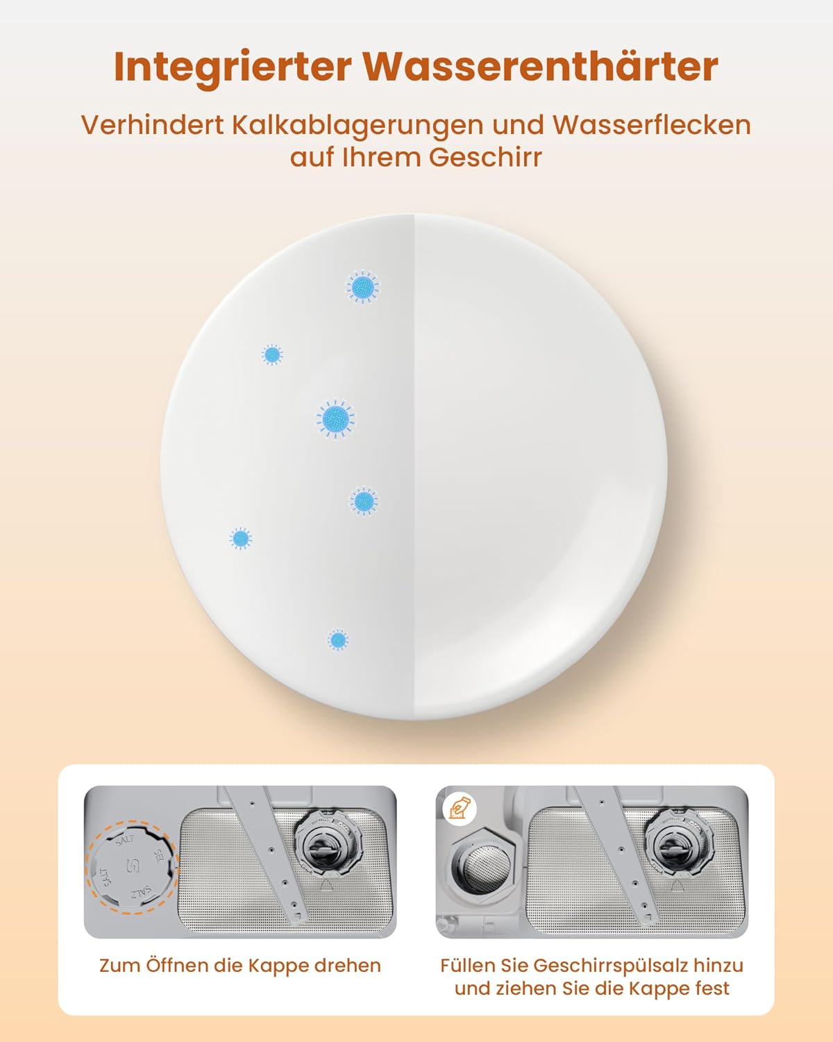 HAVA mini lave vaisselle, nouveau modèle amélioré 2024, 8 programmes de lavage, lave-vaisselle portable avec sécurité enfant et fonction de démarrage différé, réservoir d'eau de 5 L