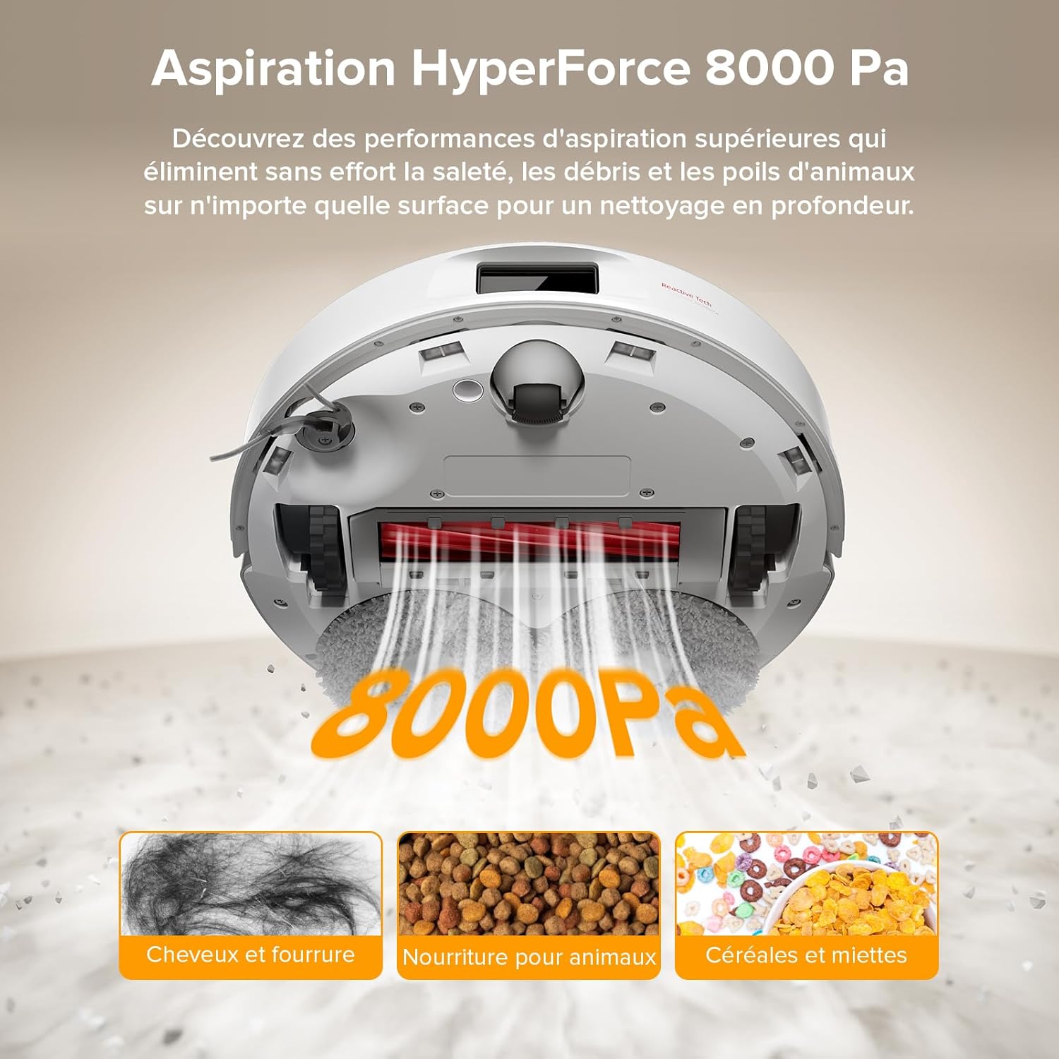roborock QV 35A Aspirateur Robot Laveur, 8000Pa HyperForce, Station Multifonctionnelle, Serpillière Rotative 200 TR/Min & Relevable 10mm, Anti-enchevêtrement, Évitement d'obstacles, Cartographie, APP