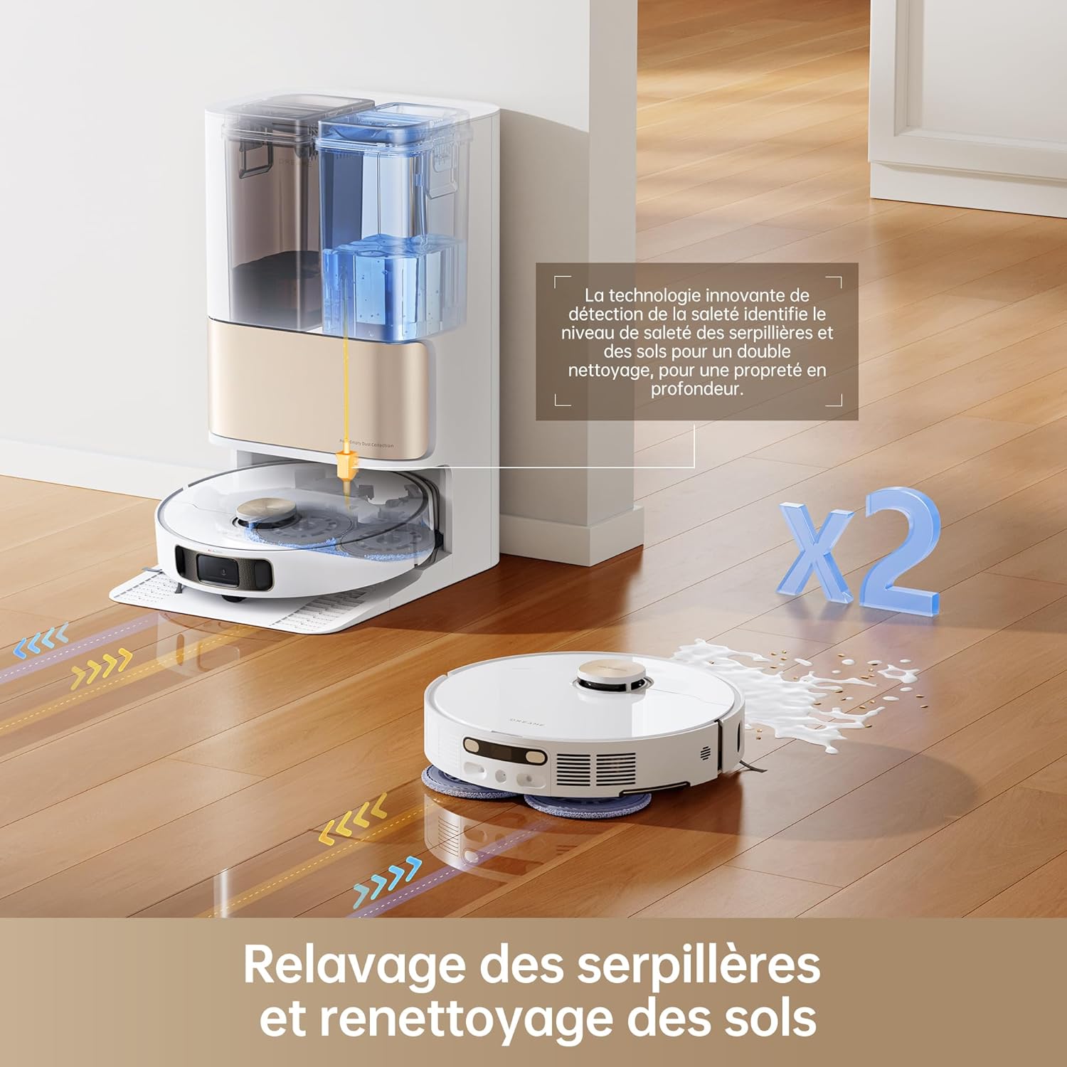 DREAME L10s Ultra Gen 2 Robot Aspirateur Laveur 10 000 Pa, Technologie MopExtend RoboSwing, Base Entièrement Automatique, Mode Animaux, 32 réglages de niveau d'eau, Système de lavage des sols DuoScrub